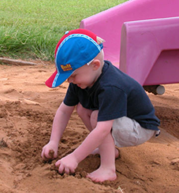 He was really loving getting his hands in the sand.